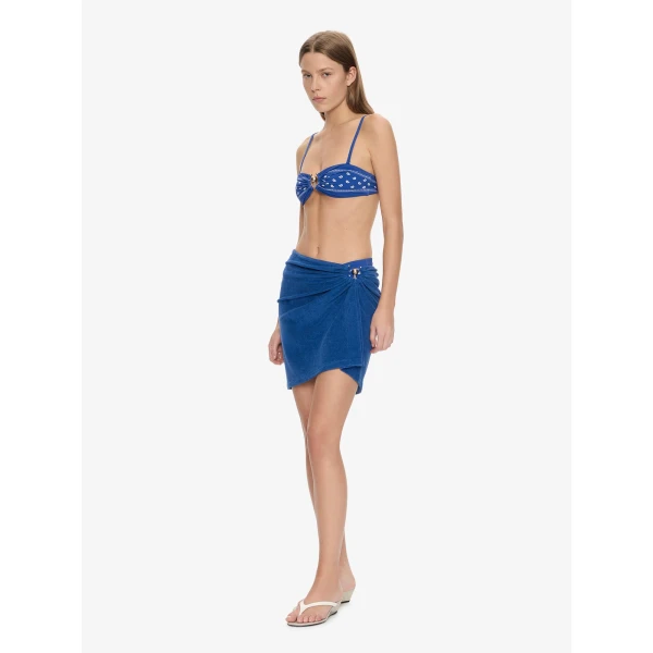 Christopher Esber Looped Back Ruched Orbit Mini Skirt in Indigo, view 3