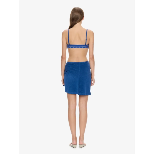 Christopher Esber Looped Back Ruched Orbit Mini Skirt in Indigo, view 5