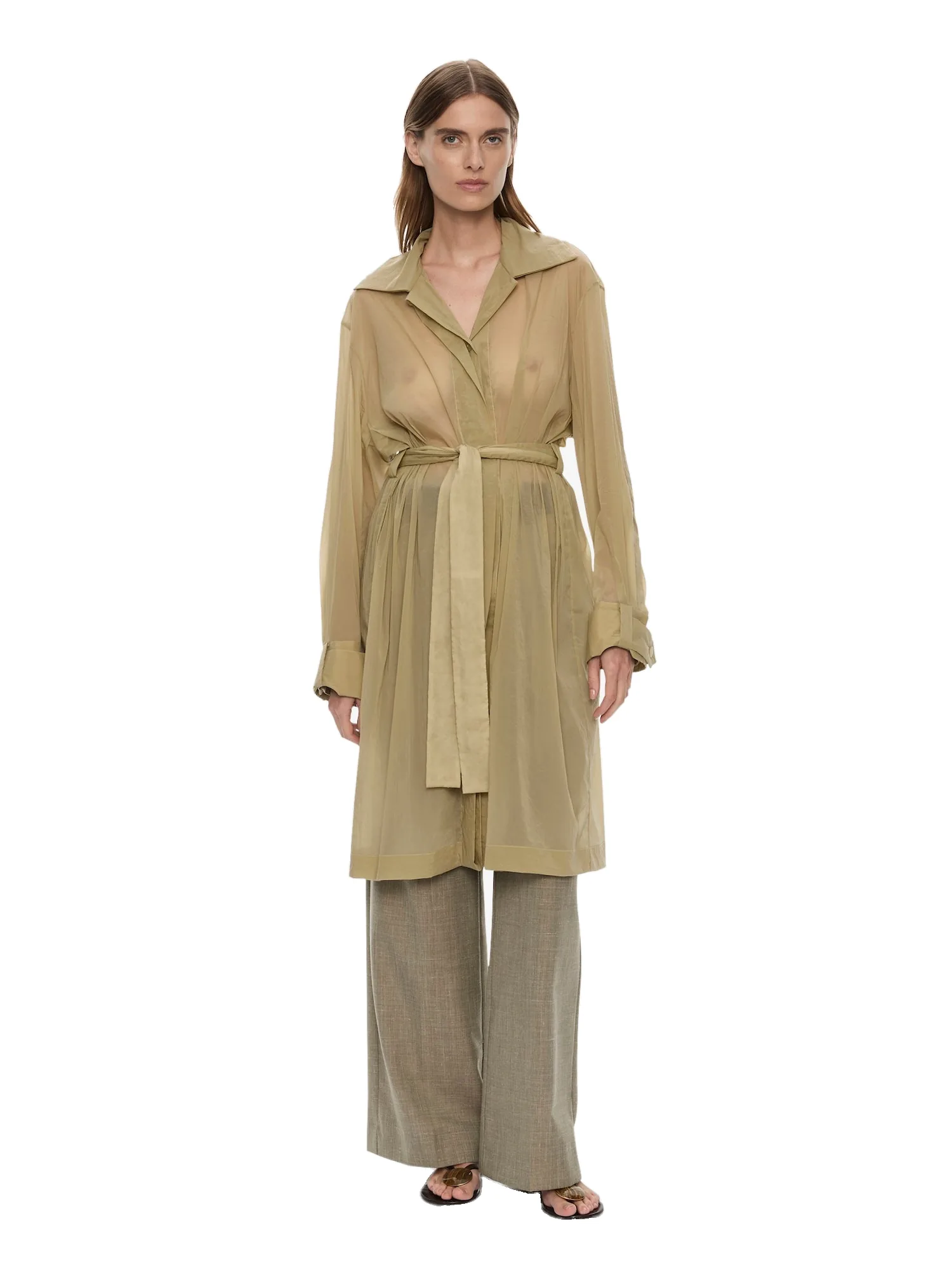 Christopher Esber Lucent Mottled Sheer Chore Jacket in Moss