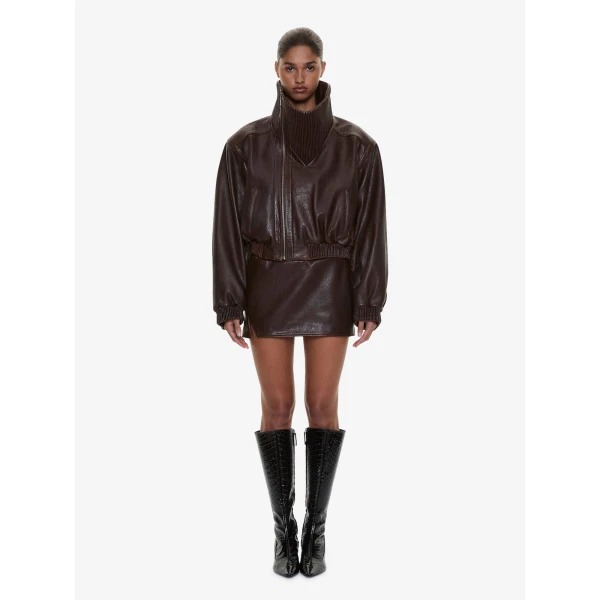 Christopher Esber Lunnet Leather Bomber in Burnished Brown Jacket, view 2