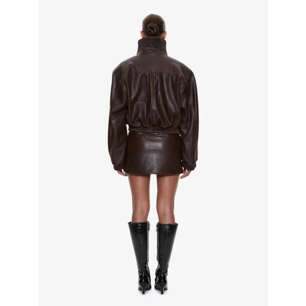 Christopher Esber Lunnet Leather Bomber in Burnished Brown Jacket, view 5