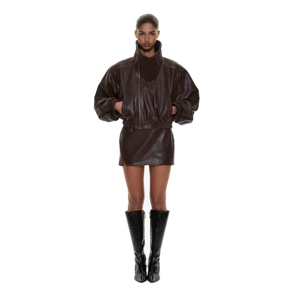 Christopher Esber Lunnet Leather Bomber in Burnished Brown Jacket