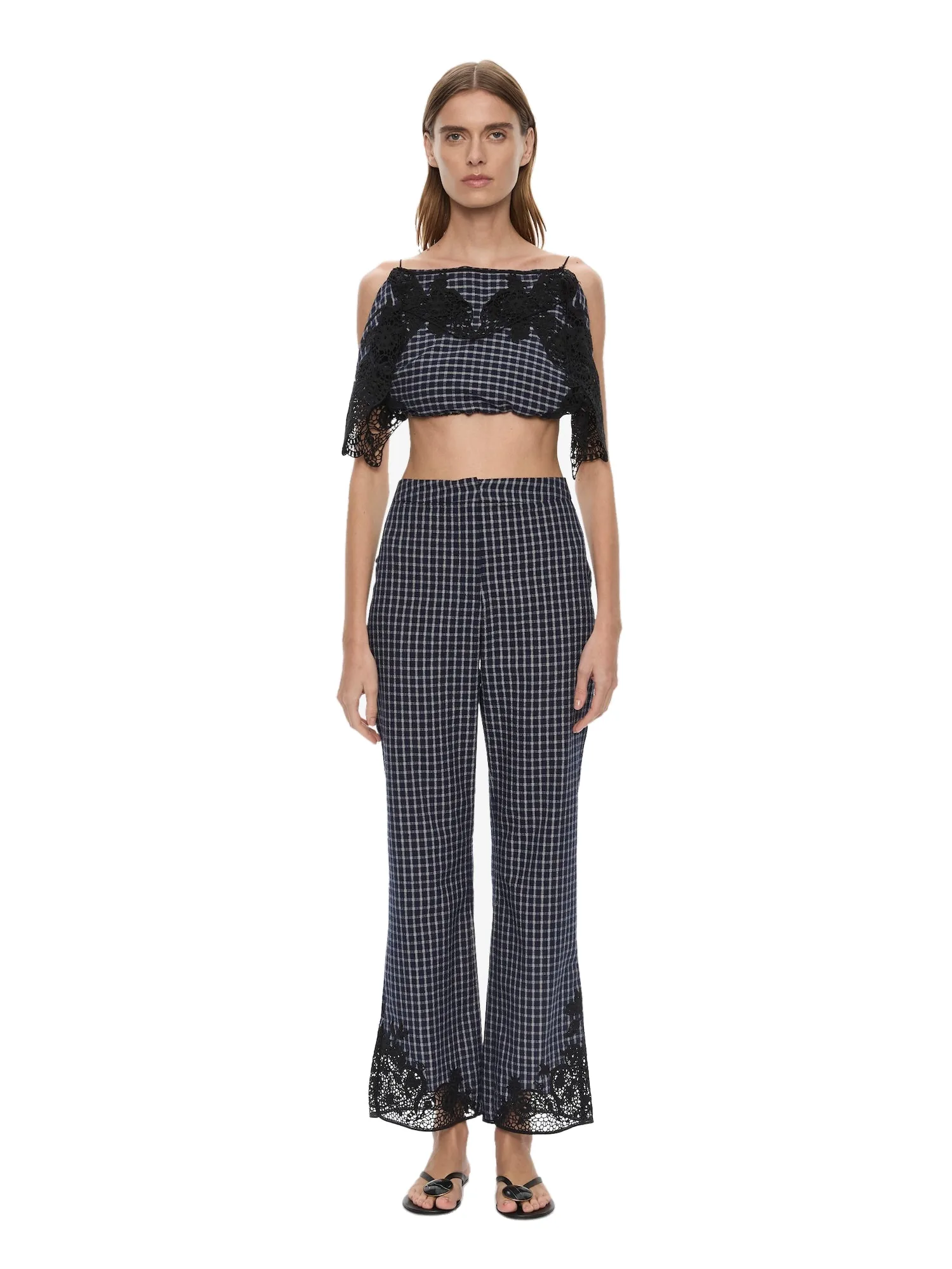 Christopher Esber Maya Embroidered Handkerchief Trouser in Inked Check