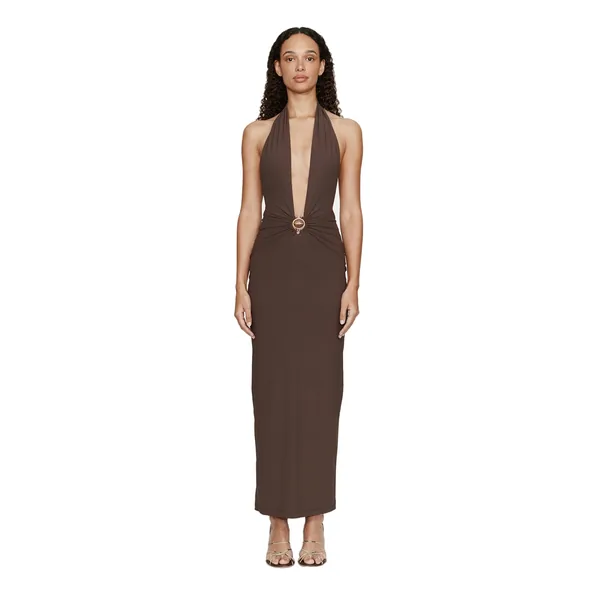 Christopher Esber mineral stone ruched halter lycra dress