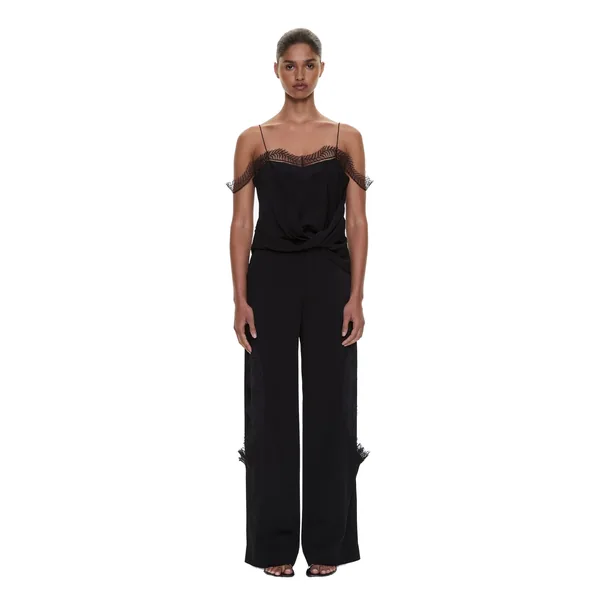 Christopher Esber Miro Split Lace Draped Cami in Black