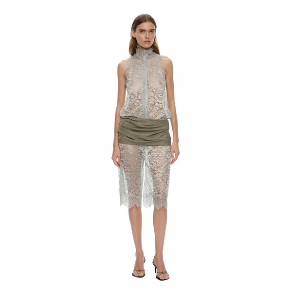 Christopher Esber Moonlit Patina Lace Cummerbund Shorts in Metal Mist