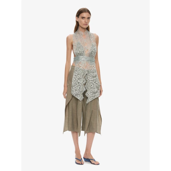 Christopher Esber Moonlit Patina Lace Scarf Top in Metal Mist, view 2