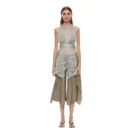 Christopher Esber Moonlit Patina Lace Scarf Top in Metal Mist