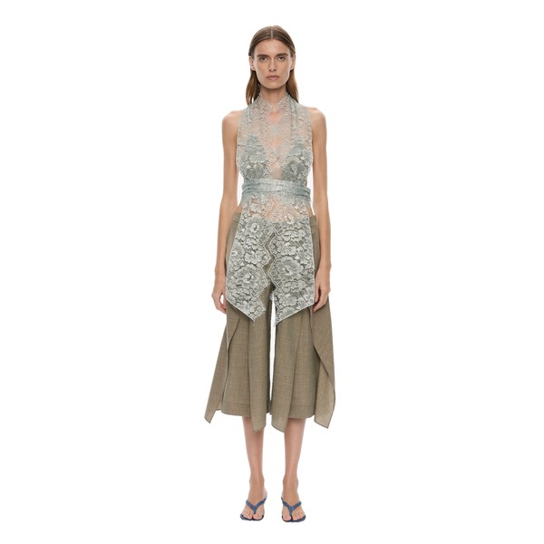 Christopher Esber Moonlit Patina Lace Scarf Top in Metal Mist