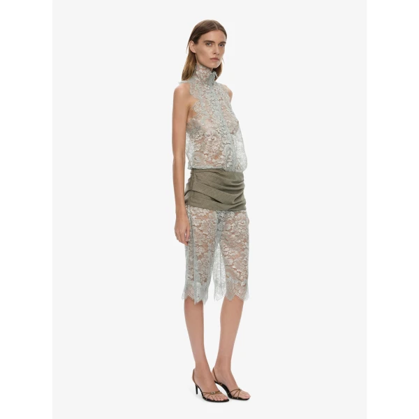 Christopher Esber Moonlit Patina Lace Zipped One Piece in Metal Mist Top, view 2