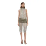 Christopher Esber Moonlit Patina Lace Zipped One Piece in Metal Mist Top