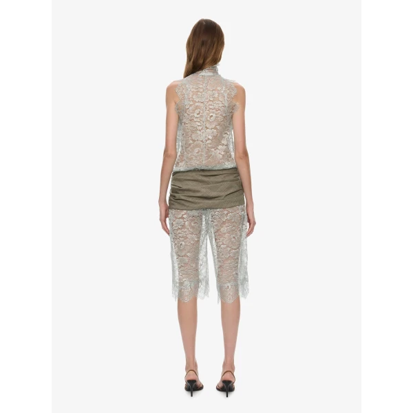 Christopher Esber Moonlit Patina Lace Zipped One Piece in Metal Mist Top, view 4
