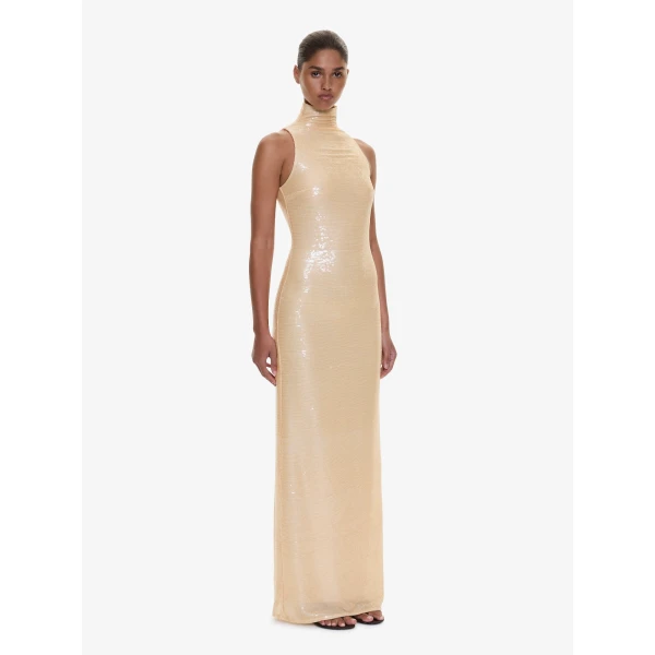 Christopher Esber Opaline Sequin Tank Gown in Butter, view 2