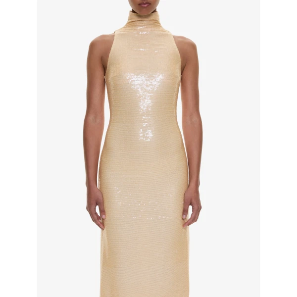 Christopher Esber Opaline Sequin Tank Gown in Butter, view 3
