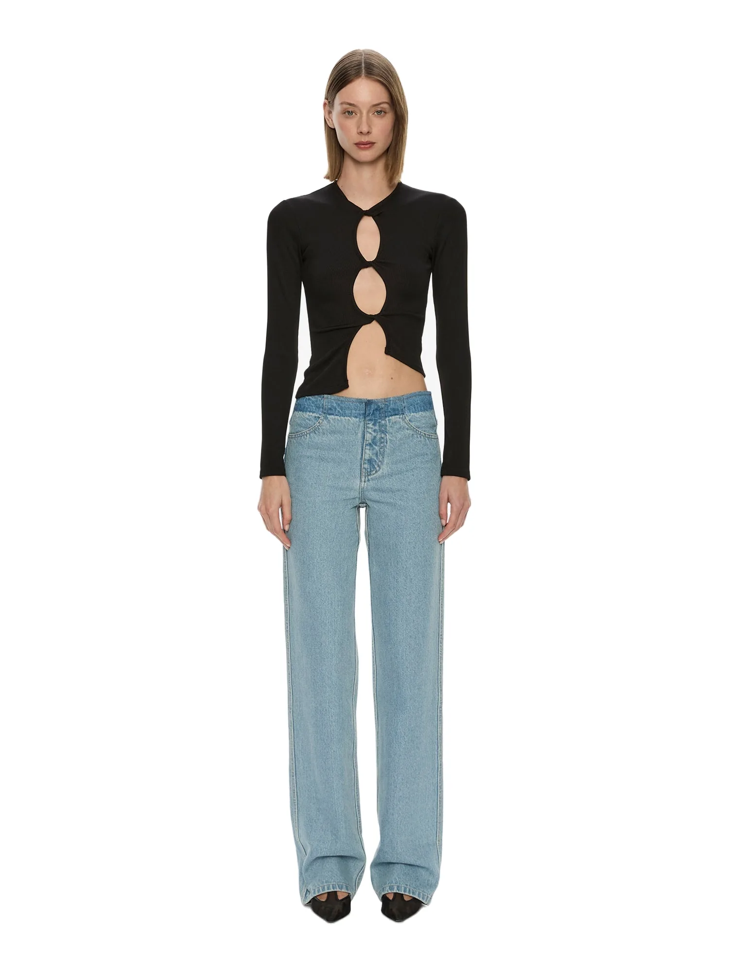 Christopher Esber Open Twist Long Sleeve Top in Black