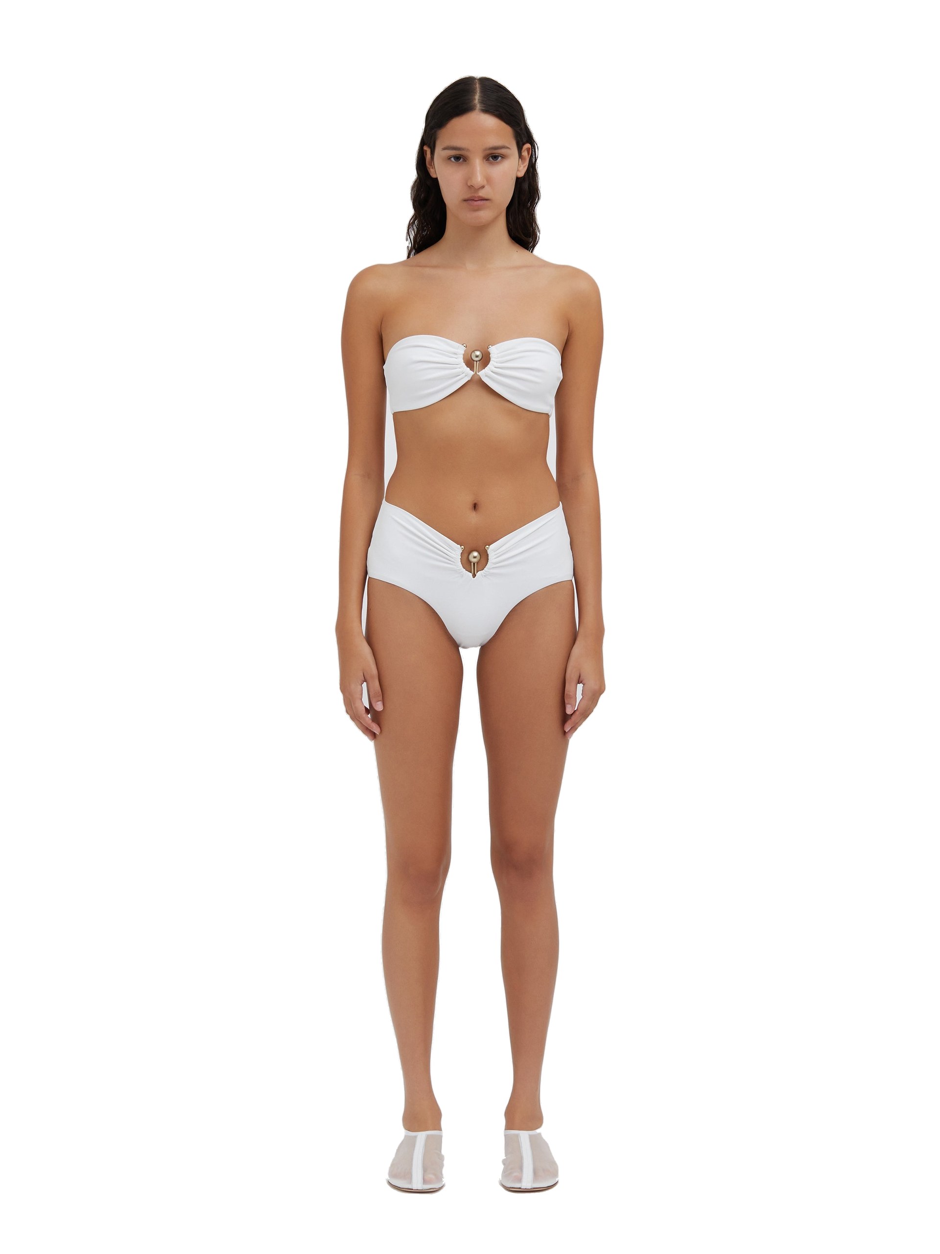 Christopher Esber Orbit Ruched High Brief in White