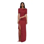 Christopher Esber Orica Crystal Cascade Jersey Skirt in Wine