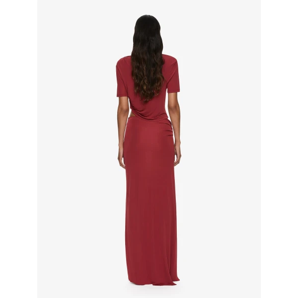 Christopher Esber Orica Crystal Cascade Jersey Skirt in Wine, view 5