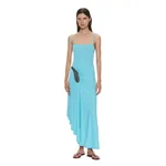 Christopher Esber Paisley Lace Rib Cami Dress in Mineral Turquoise Husk Brown