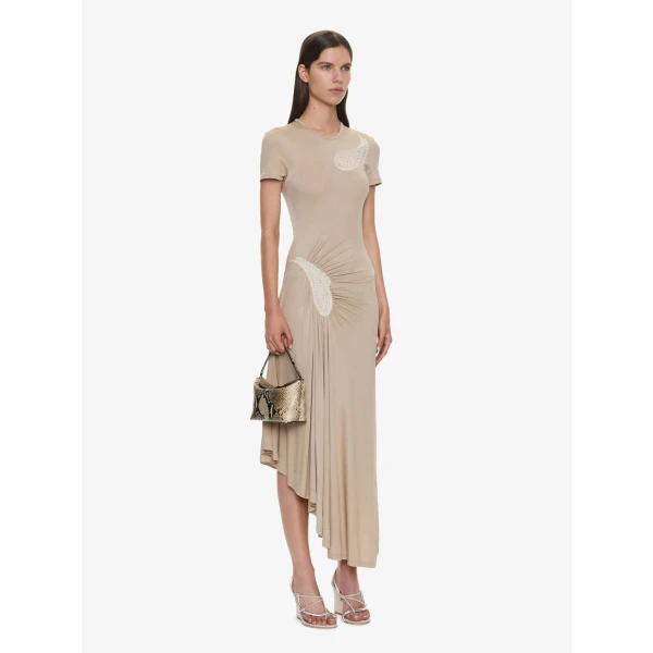 Christopher Esber Paisley Lace Rib Tee Dress in Shore Chalk, view 2