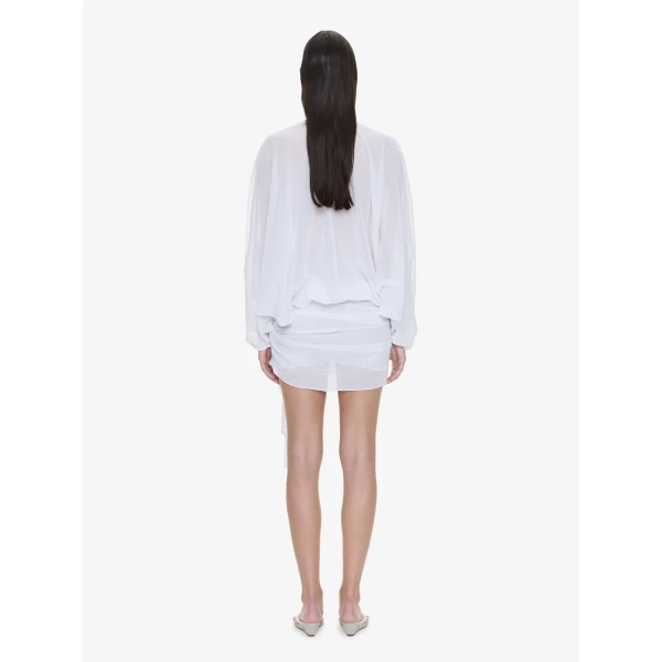 Christopher Esber Porto Tie Long Sleeve Mini Dress in White, view 4