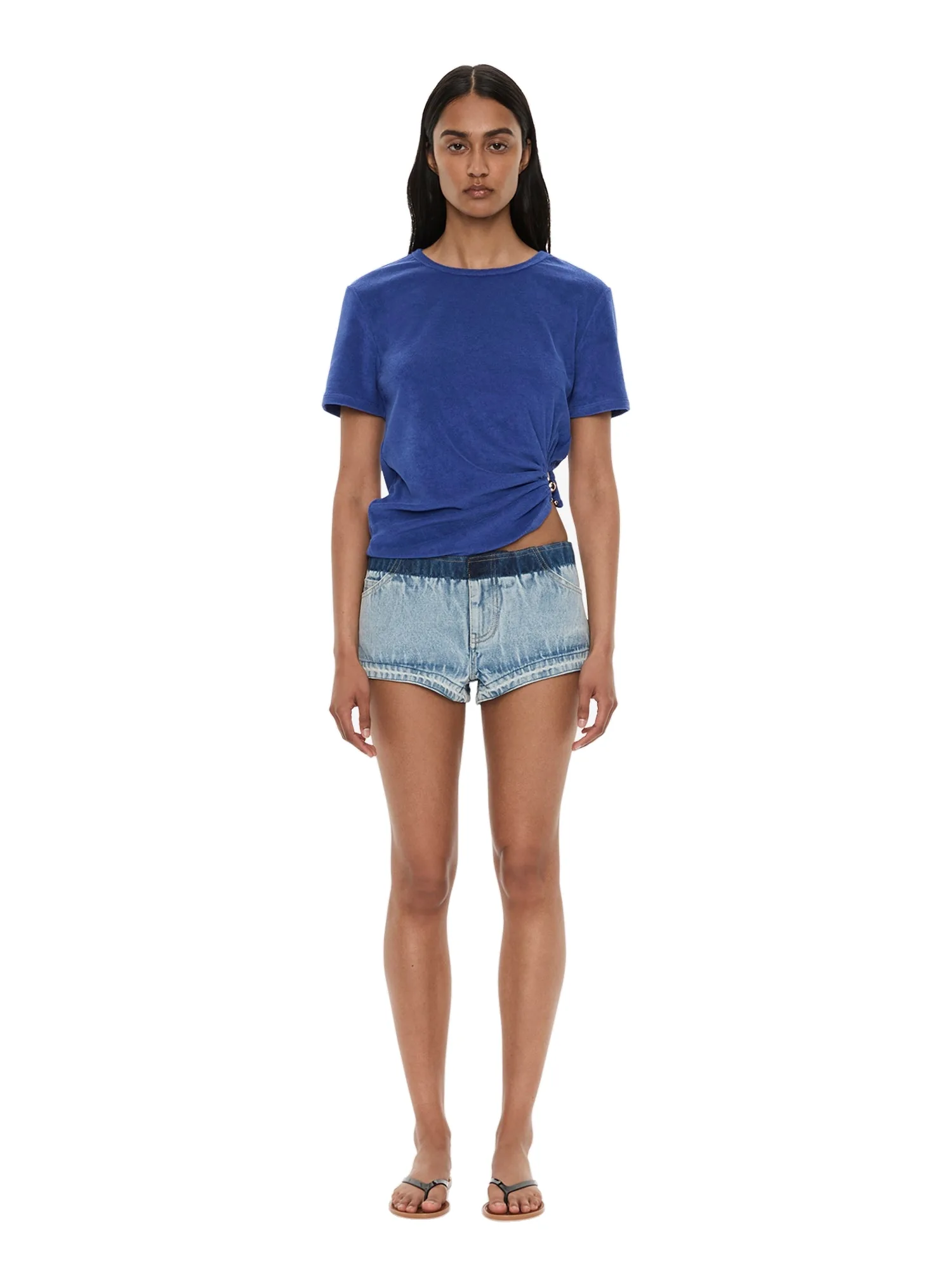 Christopher Esber Reconstruct Denim Micro Short in Indigo