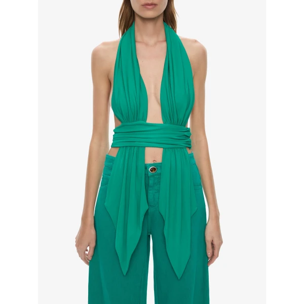 Christopher Esber Relaxed Denim Quartz Jean in Malachite, view 4