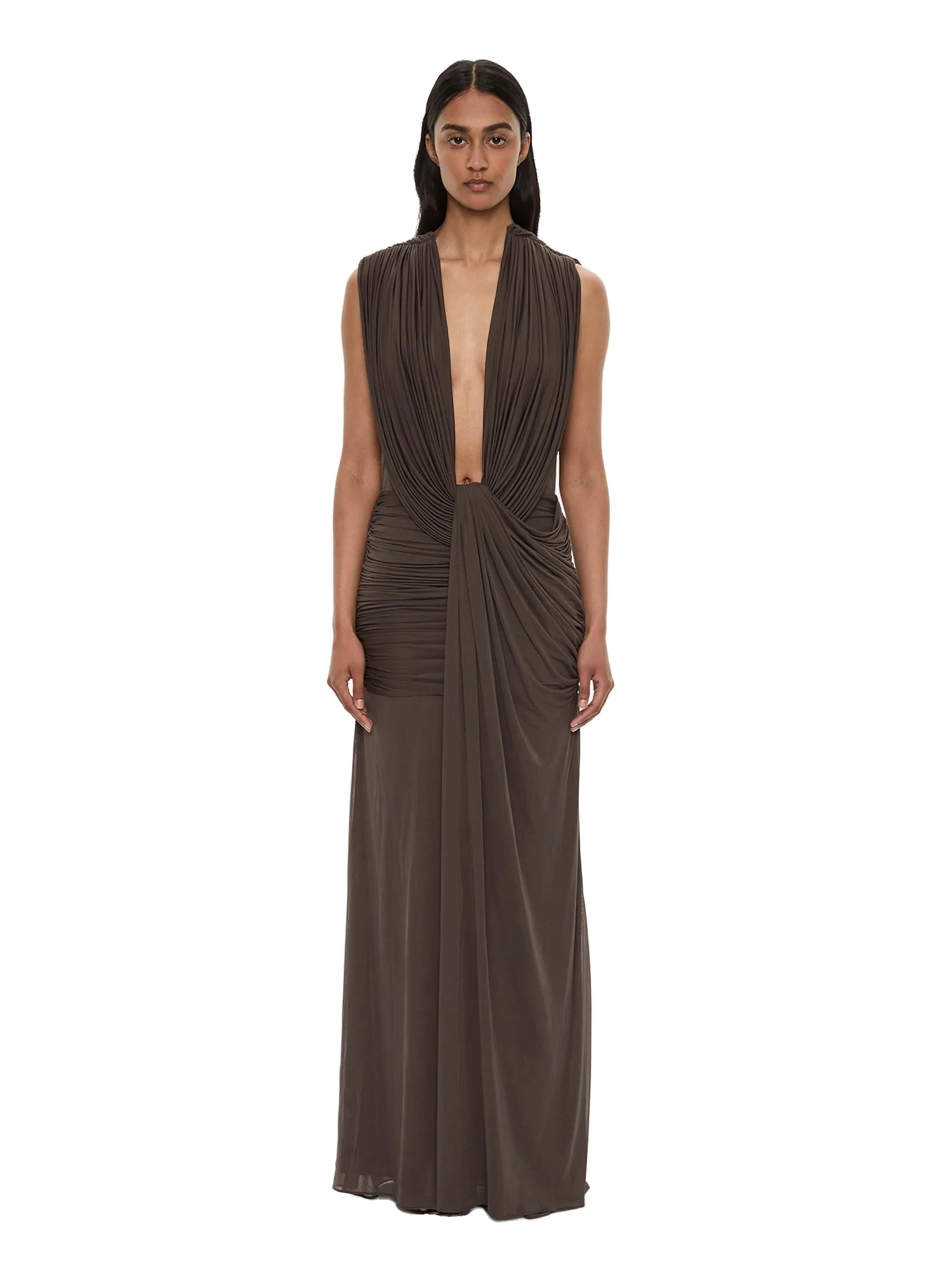 Christopher Esber Ripple Drape Gown in Husk