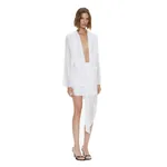 Christopher Esber Ripple Drape Long Sleeve Mini Dress in White