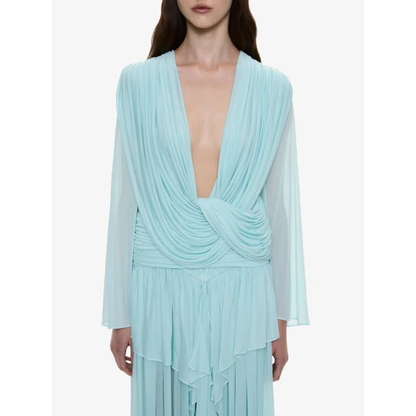 Christopher Esber Ripple Drape Long Sleeve Top in Mystic Mint, view 2