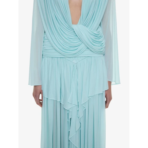 Christopher Esber Ripple Drape Long Sleeve Top in Mystic Mint, view 3