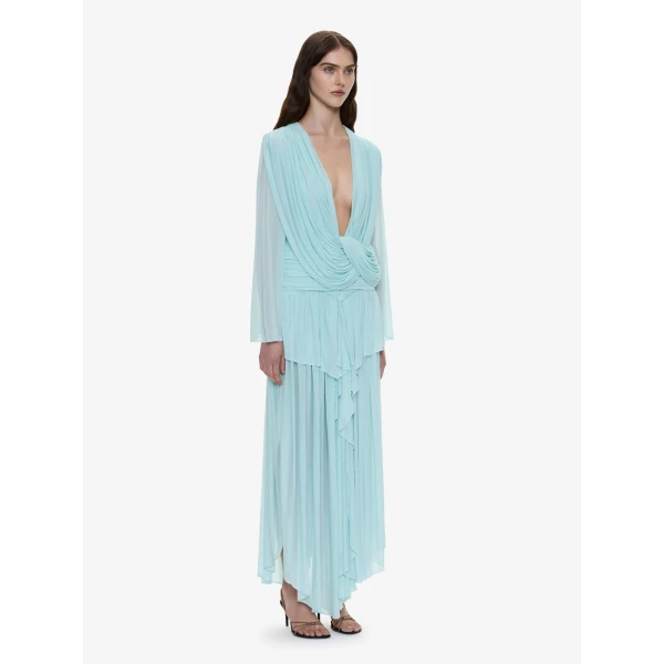 Christopher Esber Ripple Drape Long Sleeve Top in Mystic Mint, view 4