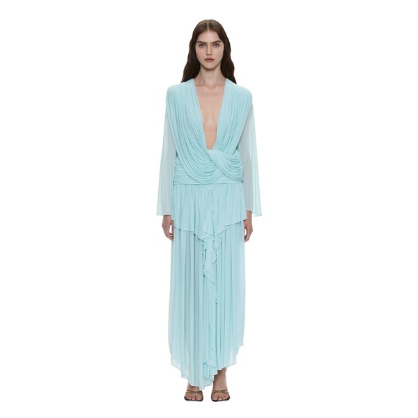 Christopher Esber Ripple Drape Long Sleeve Top in Mystic Mint