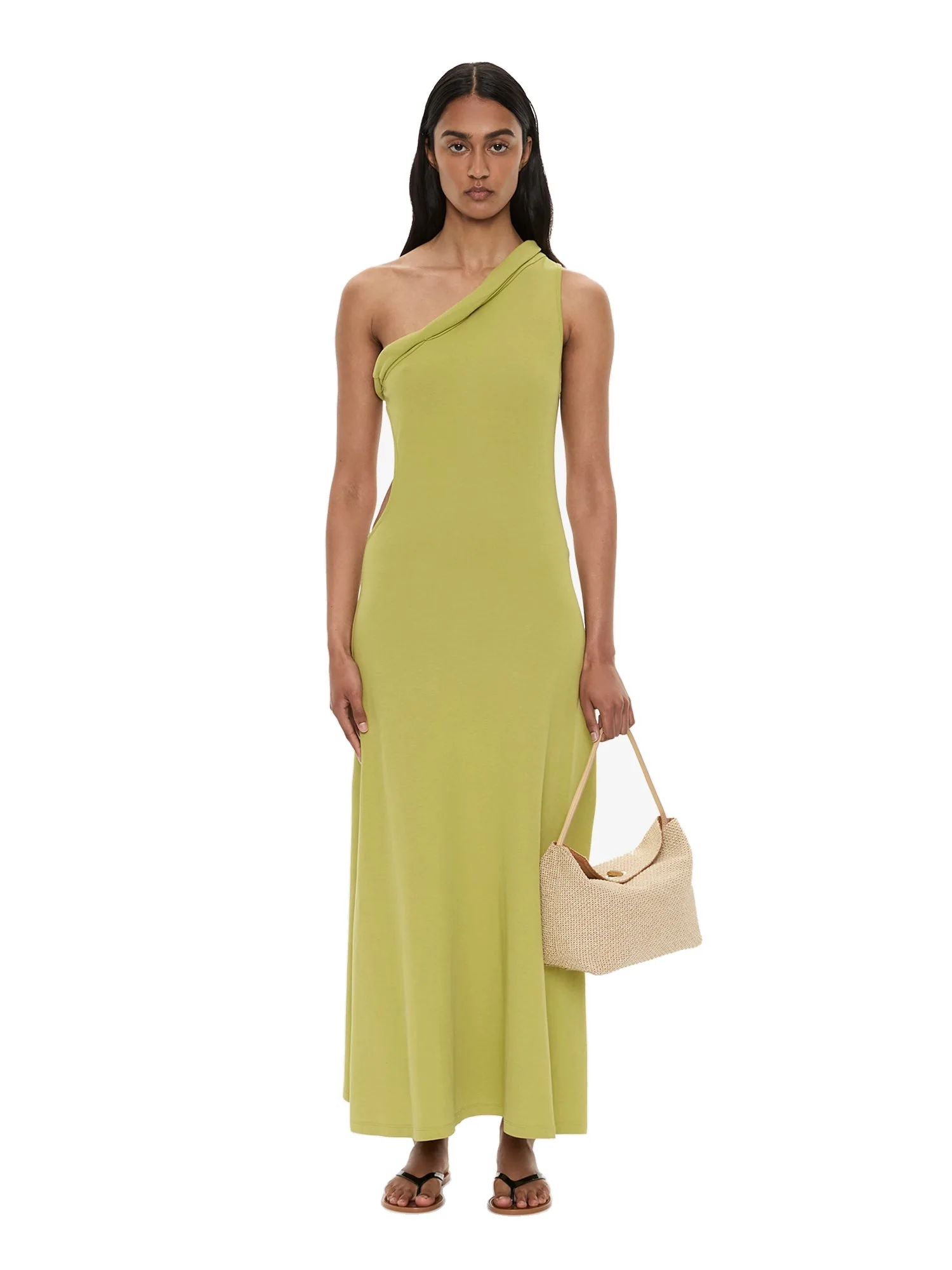 Christopher Esber Rolled Up Cutaway Tank Dress in Dypsis Green