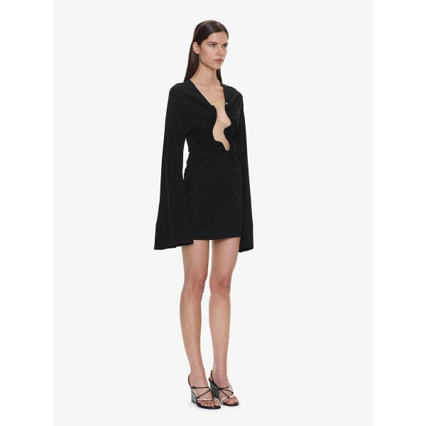 Christopher Esber Salacia Ruched Long Sleeve Mini Dress in Black, view 2
