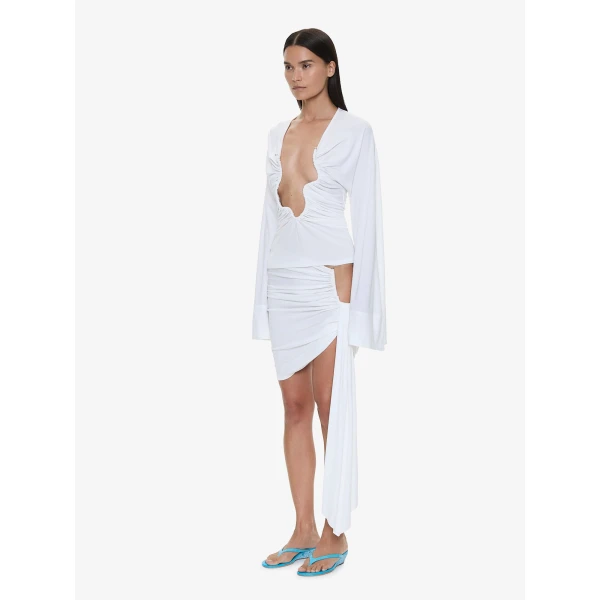 Christopher Esber Salacia Ruched Long Sleeve Top in White, view 2