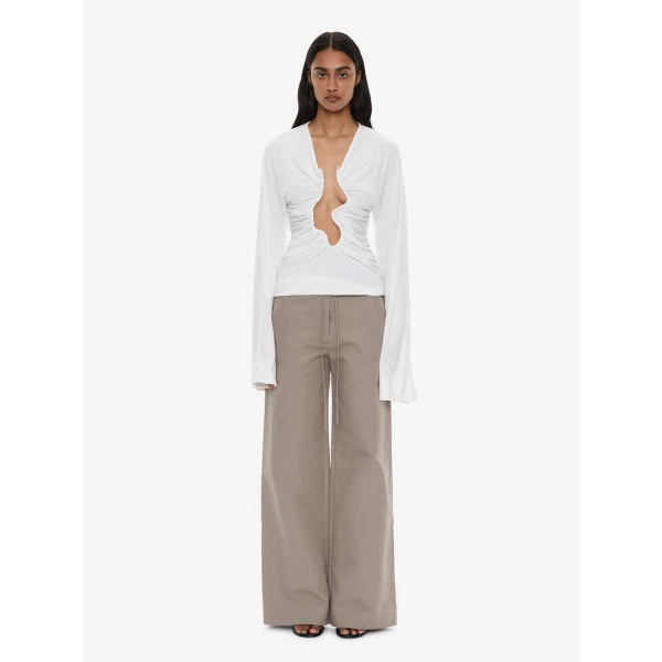 Christopher Esber Salacia Ruched Long Sleeve Top in White, view 6