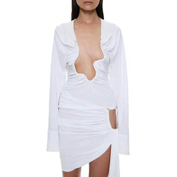 Christopher Esber Salacia Ruched Long Sleeve Top in White