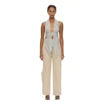 Christopher Esber Scarf Draped Halter Top in Grey Stripe
