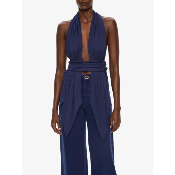 Christopher Esber Scarf Draped Halter Top in Ink, view 4