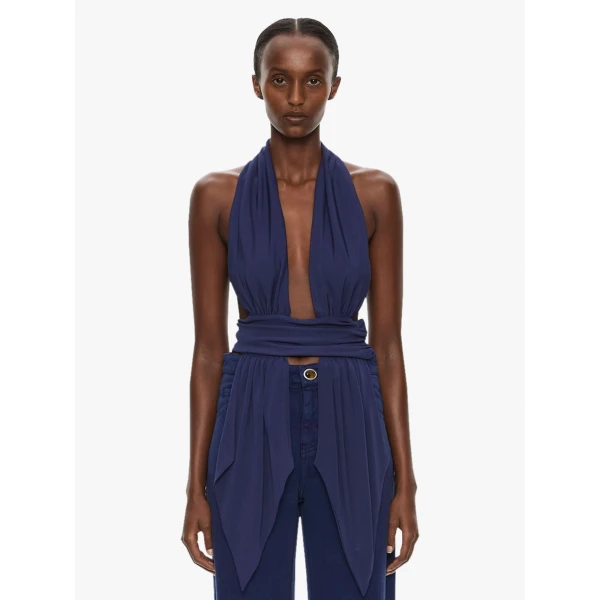 Christopher Esber Scarf Draped Halter Top in Ink, view 6