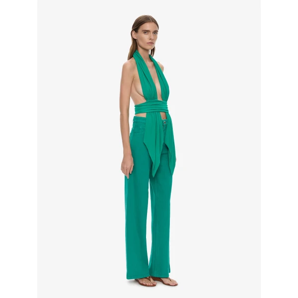 Christopher Esber Scarf Draped Halter Top in Malachite, view 2