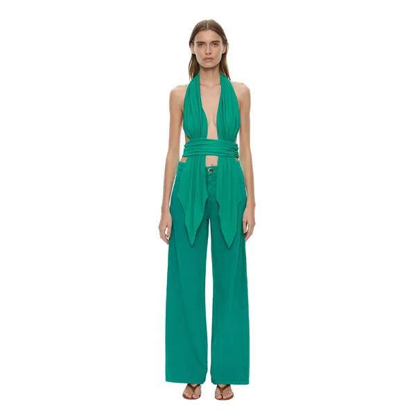 Christopher Esber Scarf Draped Halter Top in Malachite