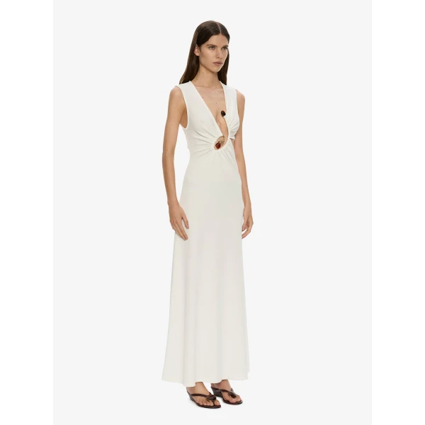 Christopher Esber Spiral Crystal Tank Dress in White, view 2