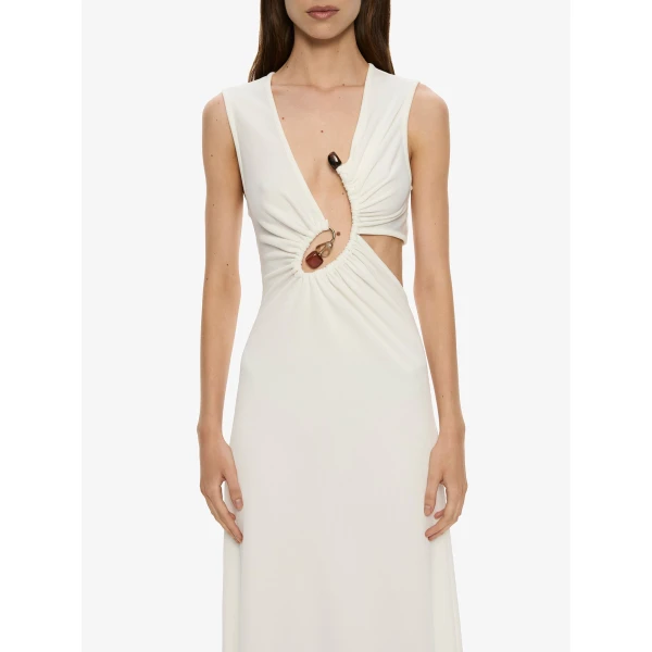 Christopher Esber Spiral Crystal Tank Dress in White, view 3