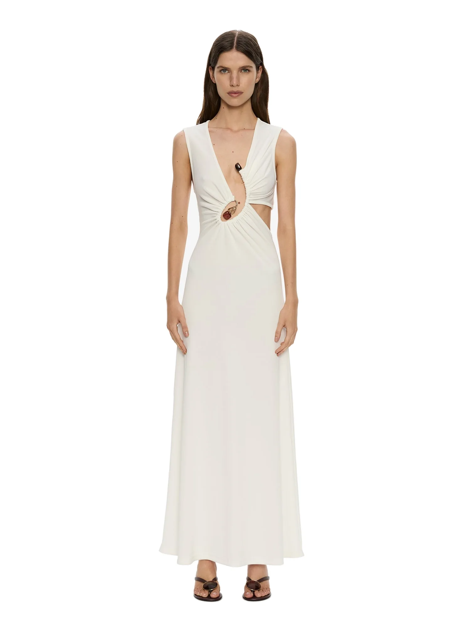 Christopher Esber Spiral Crystal Tank Dress in White