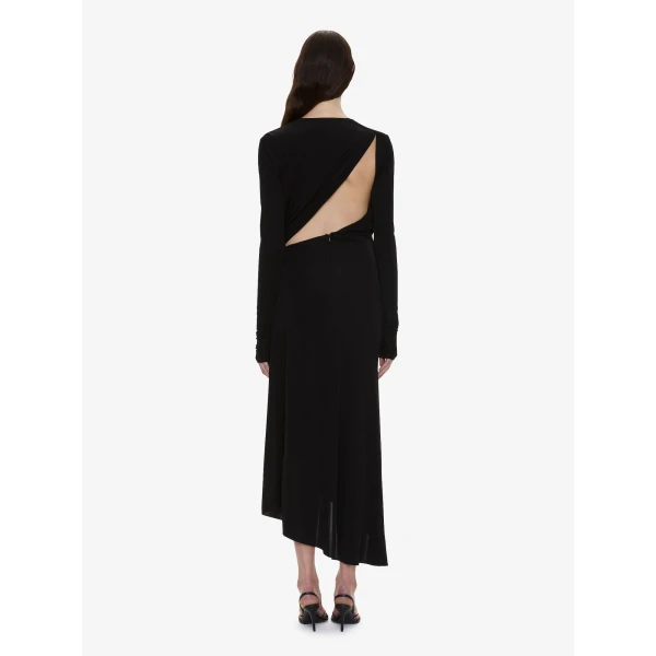 Christopher Esber Spire Cascade Long Sleeve Dress in Black, view 4