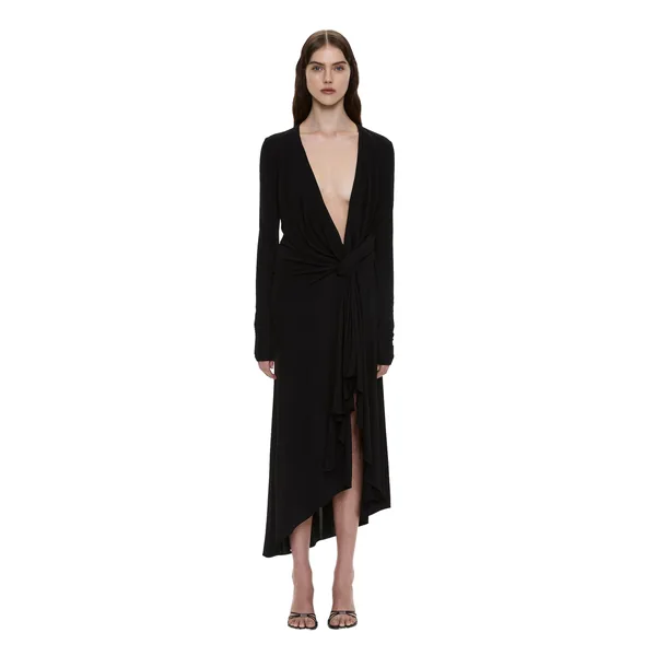 Christopher Esber Spire Cascade Long Sleeve Dress in Black