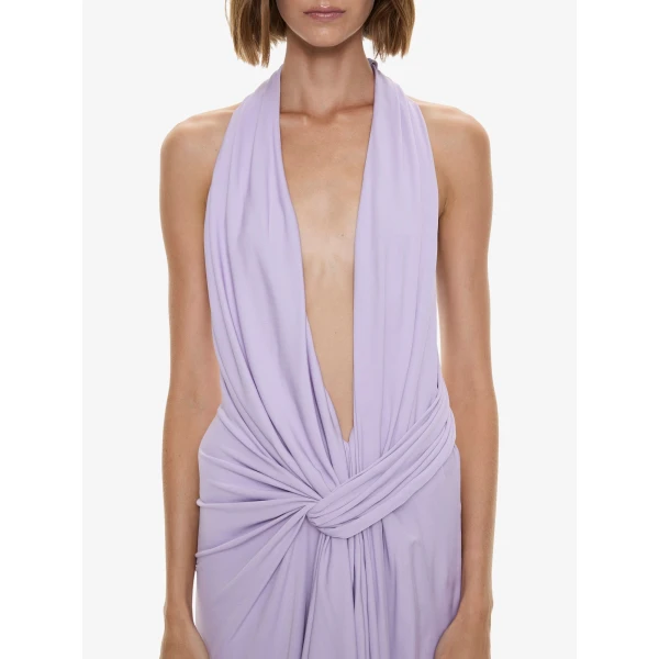 Christopher Esber Spire Cascade Midi Dress in Lilac, view 3