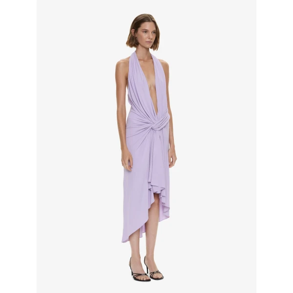Christopher Esber Spire Cascade Midi Dress in Lilac, view 4